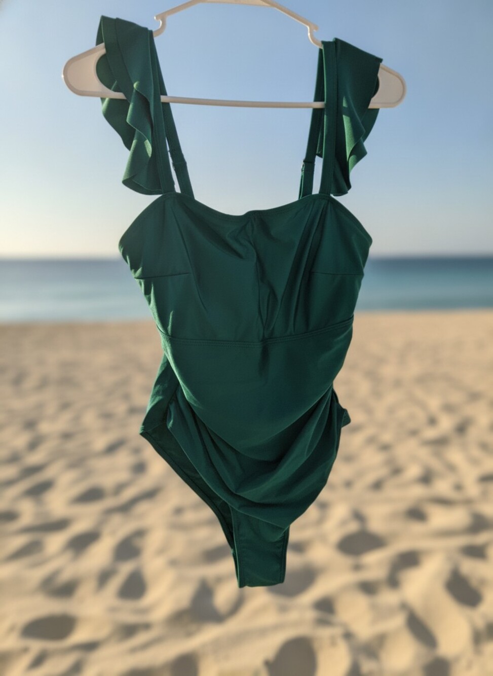 Green One Piece Swimsuit Ruffle Ruched 0XL NWT